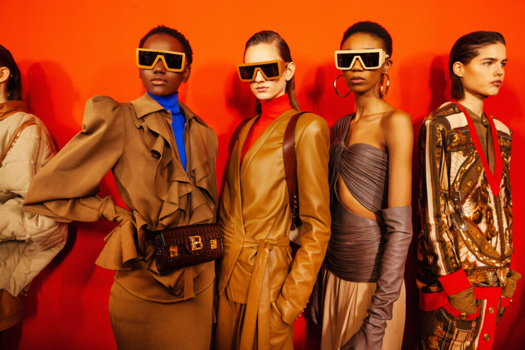 models pose wearing Balmain sunglasses