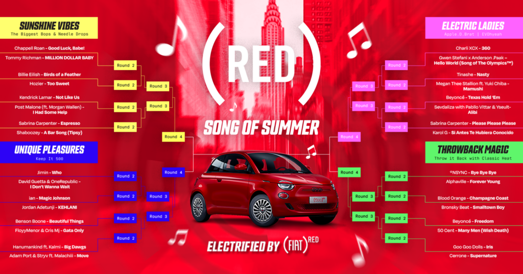 2024 Song of the Summer 4-way bracket