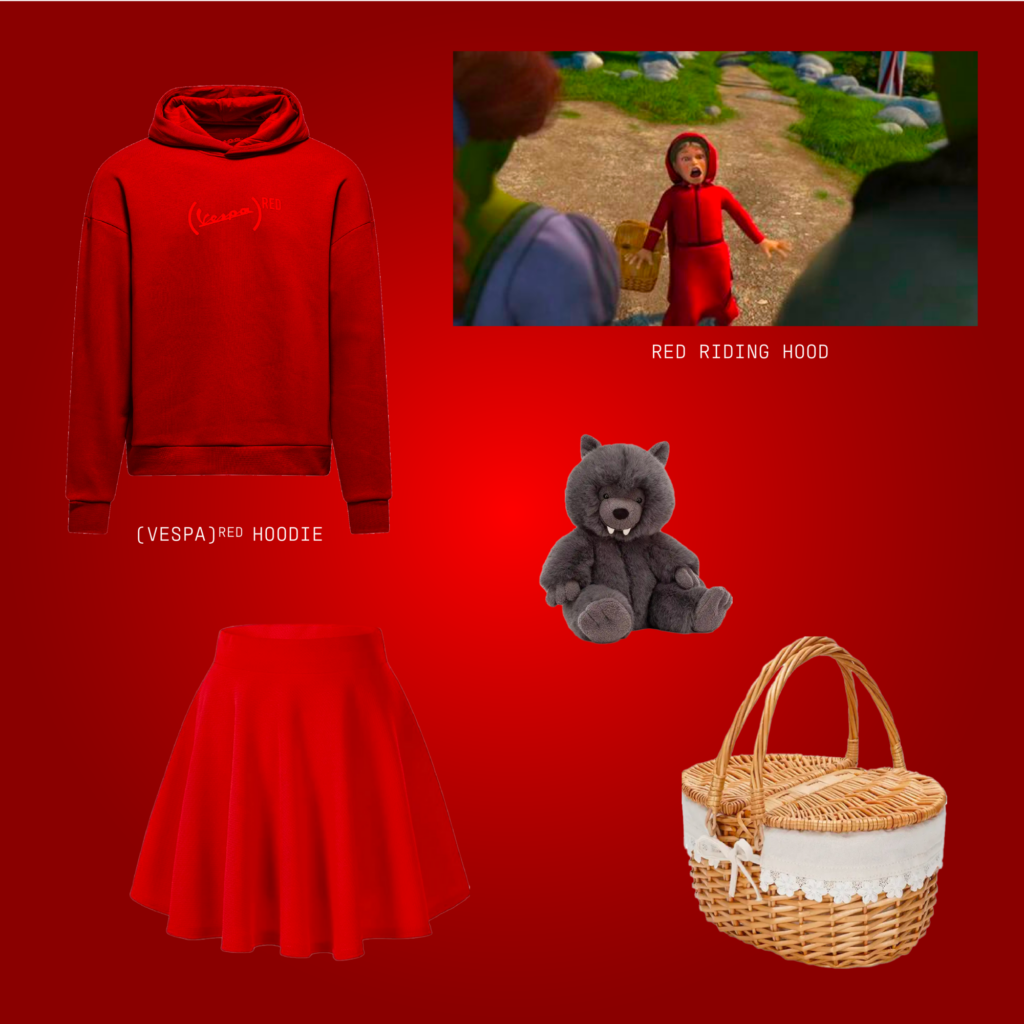 Little Red Riding Hood Halloween Costume featuring a (VESPA)ᴿᴱᴰ Hoodie