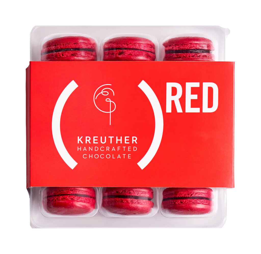 (KREUTHER HANDCRAFTED CHOCOLATE)ᴿᴱᴰ 12 Piece Macaroons